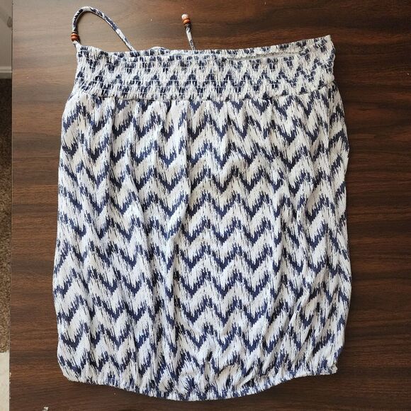 Temped Hearts Strapless Top Smocked Lined Bust Geometric Print Boho Festival M - Picture 6 of 13